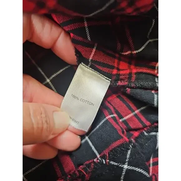J Jill Shirt Womens Large Plaid Button Up Red & Black - Picture 5 of 7